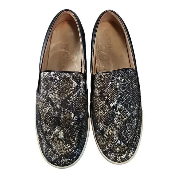 Vionic Dinora Boa Black Snake Print Leather Slip On Sneaker Size 8 - Picture 4 of 8